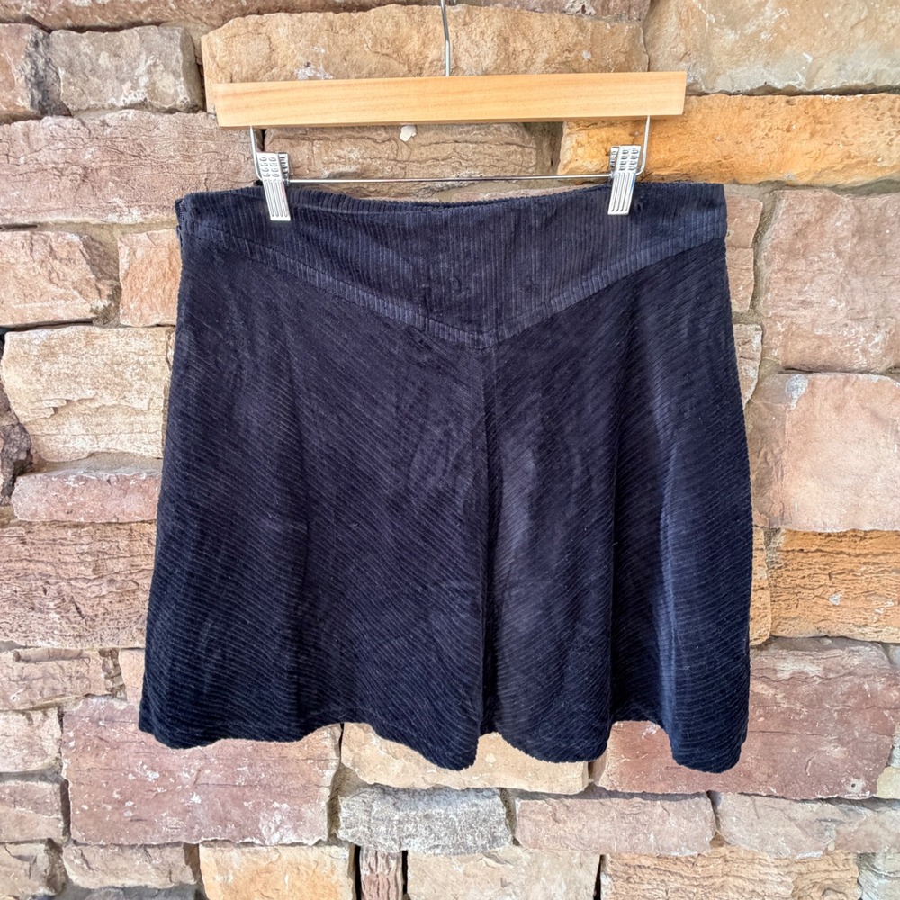 Grunge Goth Black Corduroy VELOUR A Line Women's Size XL Mini Skirt